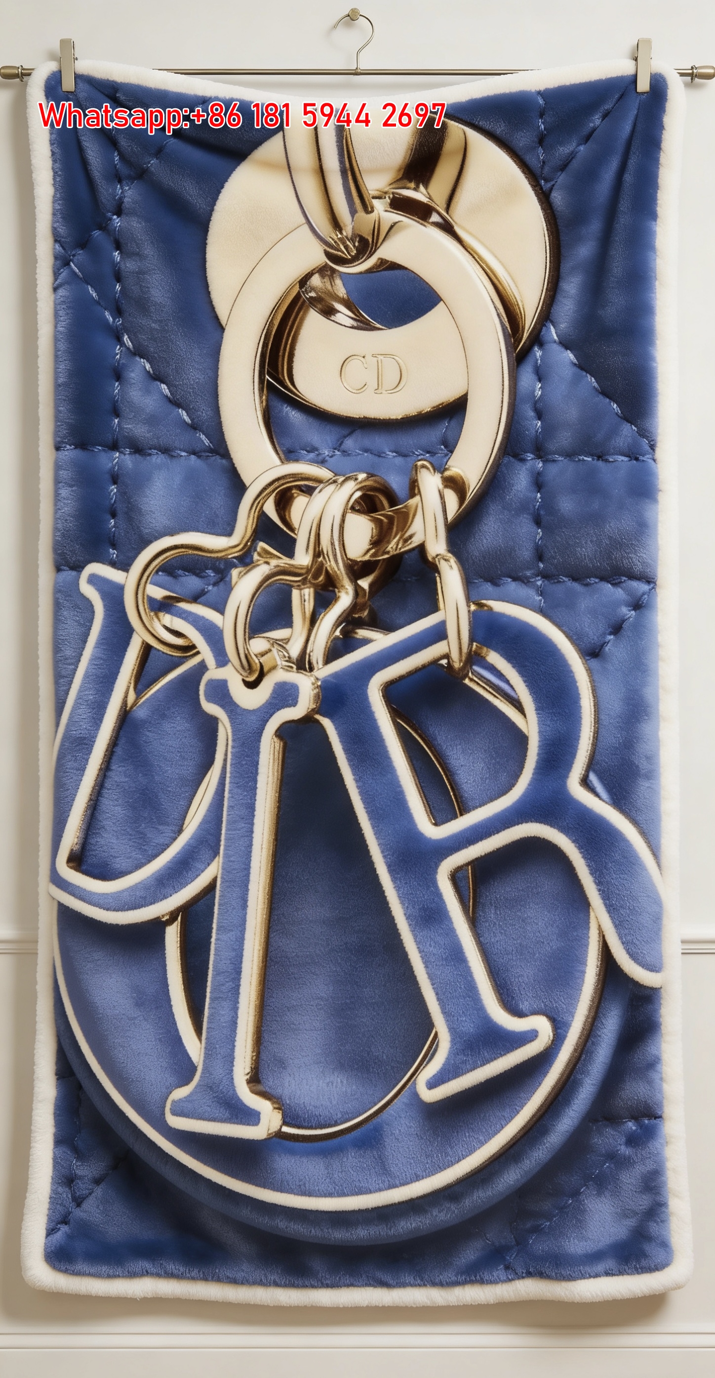 Dior Blue CD Charm Flannel Sofa Throw Blanket D459